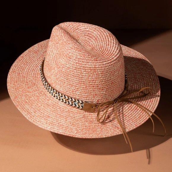 Blush Pink Braided Band Panama Hat